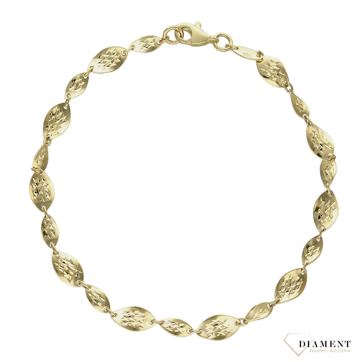 Złota bransoletka 333 'płaskie, grawerowane ogniwka' BR 5139 (1).jpg